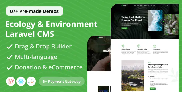 Ecozone – Ecology Environment Laravel CMS With Live Page Builder