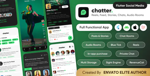 Chatter - Ultimate Social Media with Chat Rooms, Posts, Stories